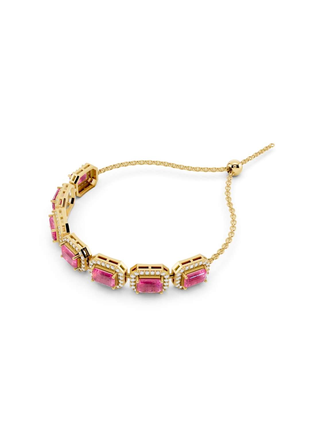 Pink Sapphire & Diamond Halo Bracelet Image 2
