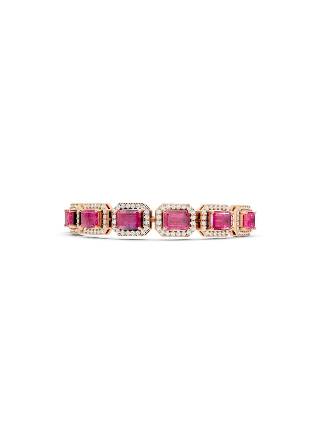 Pink Sapphire & Diamond Halo Bracelet Image 6