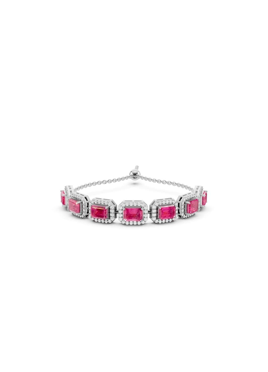 Pink Sapphire & Diamond Halo Bracelet Image 7