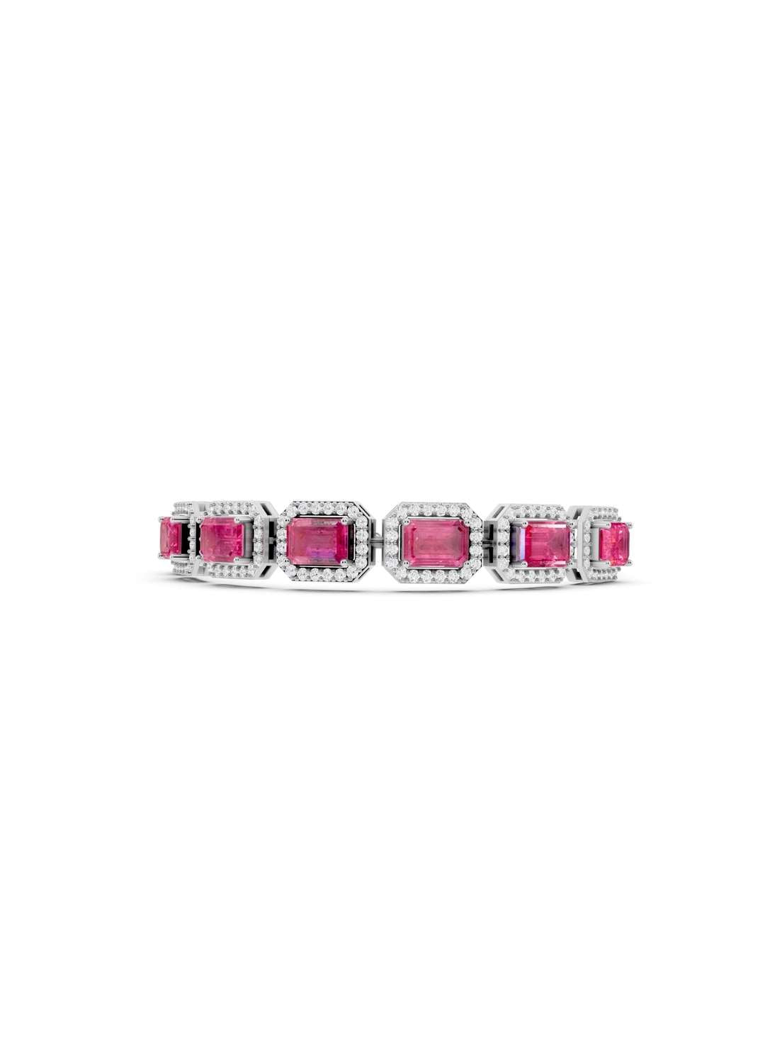 Pink Sapphire & Diamond Halo Bracelet Image 9