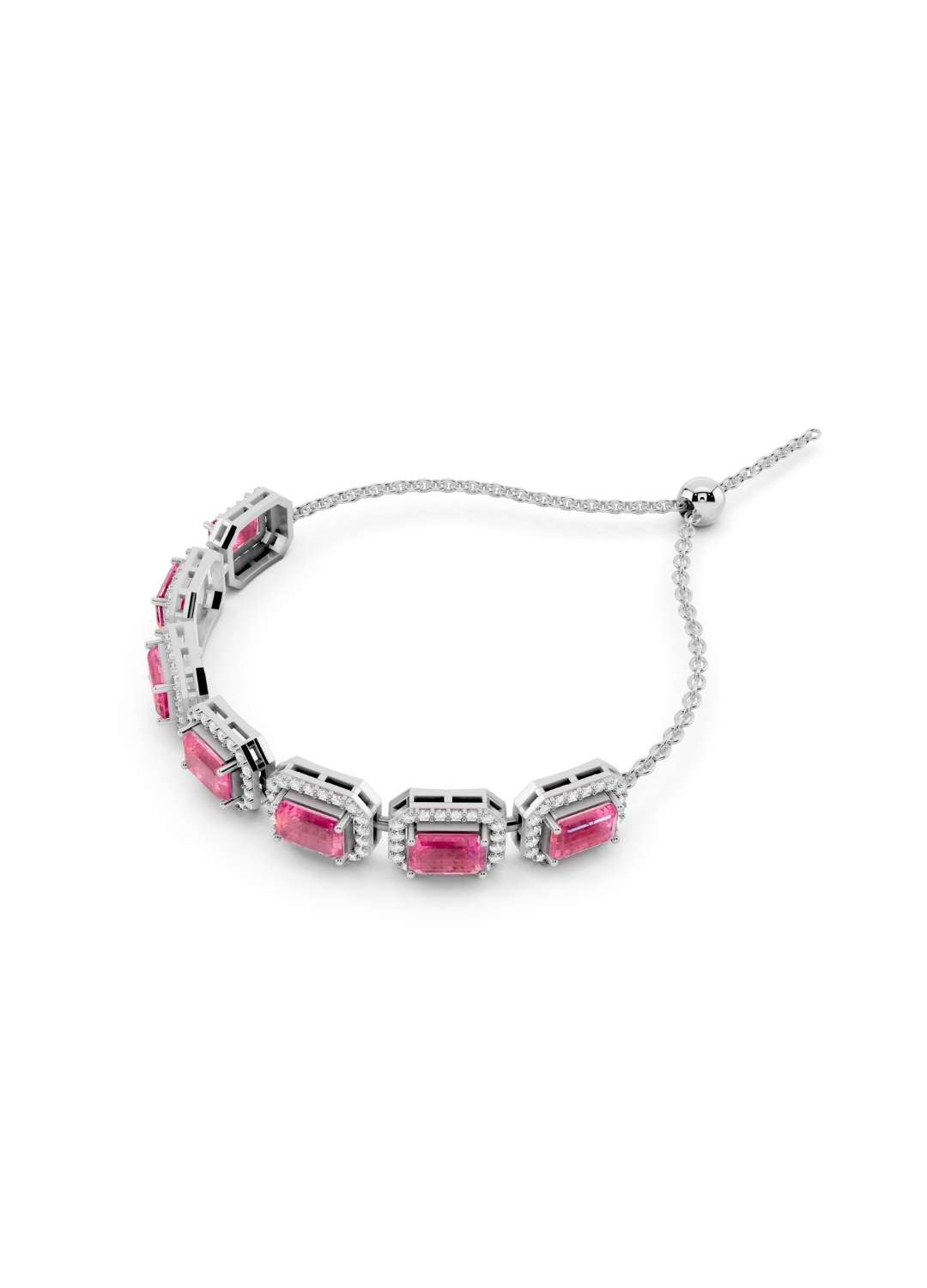 Pink Sapphire & Diamond Halo Bracelet Image 8