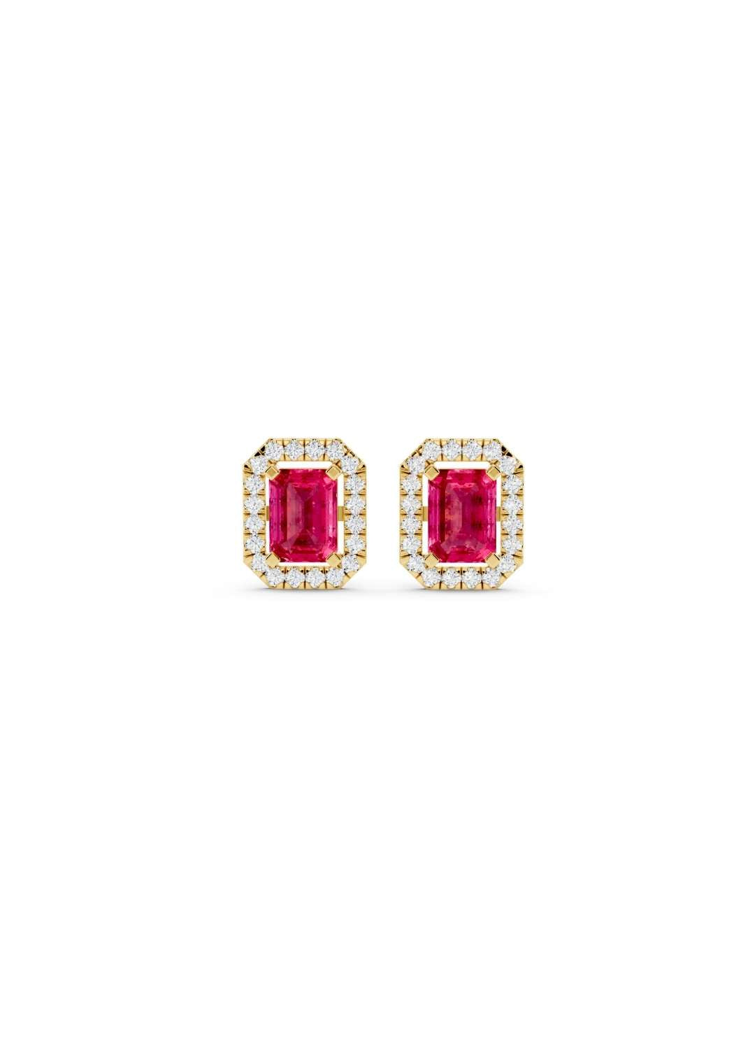 Pink Sapphire & Diamond Halo Studs Image 1