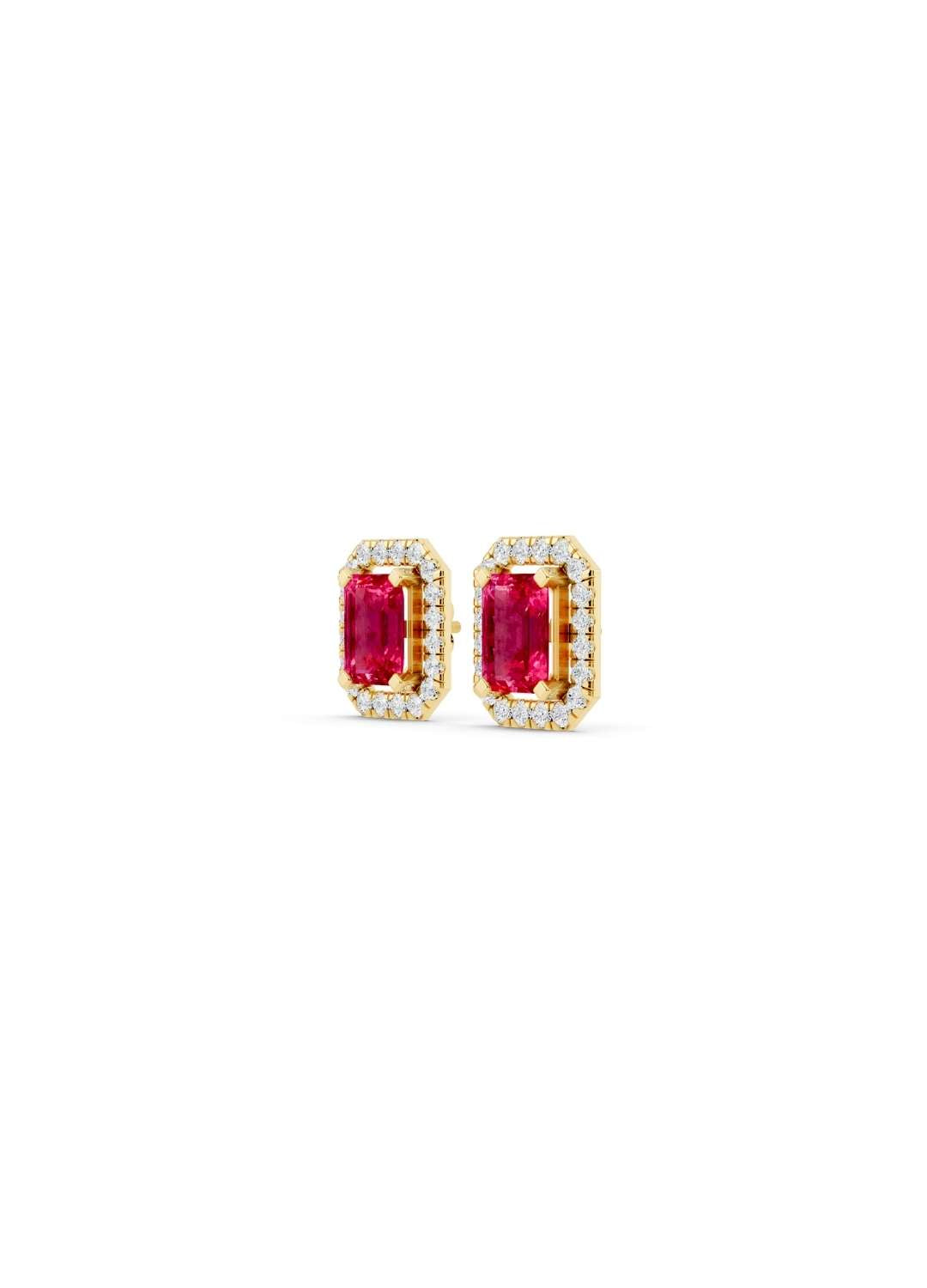 Pink Sapphire & Diamond Halo Studs Image 1