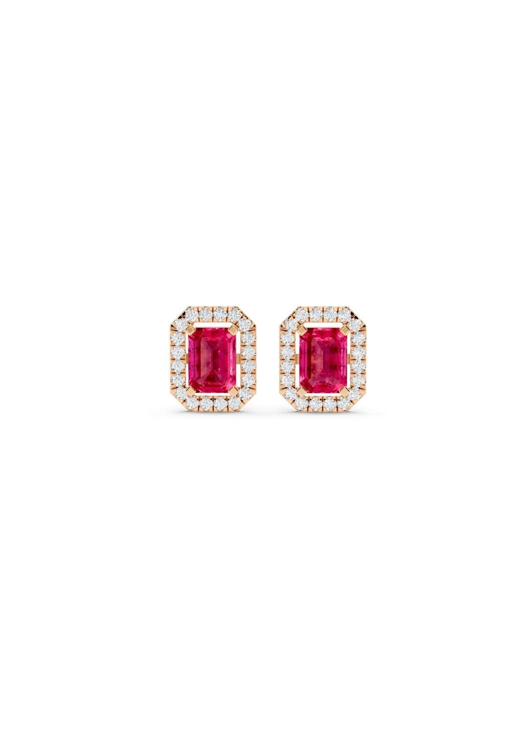 Pink Sapphire & Diamond Halo Studs Image 5