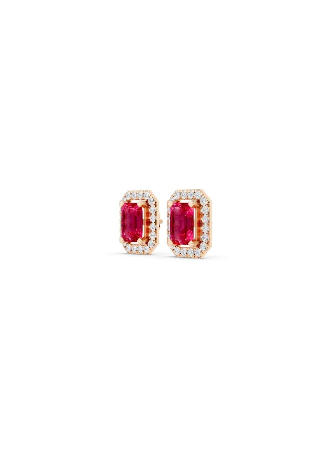 Pink Sapphire & Diamond Halo Studs Image 6