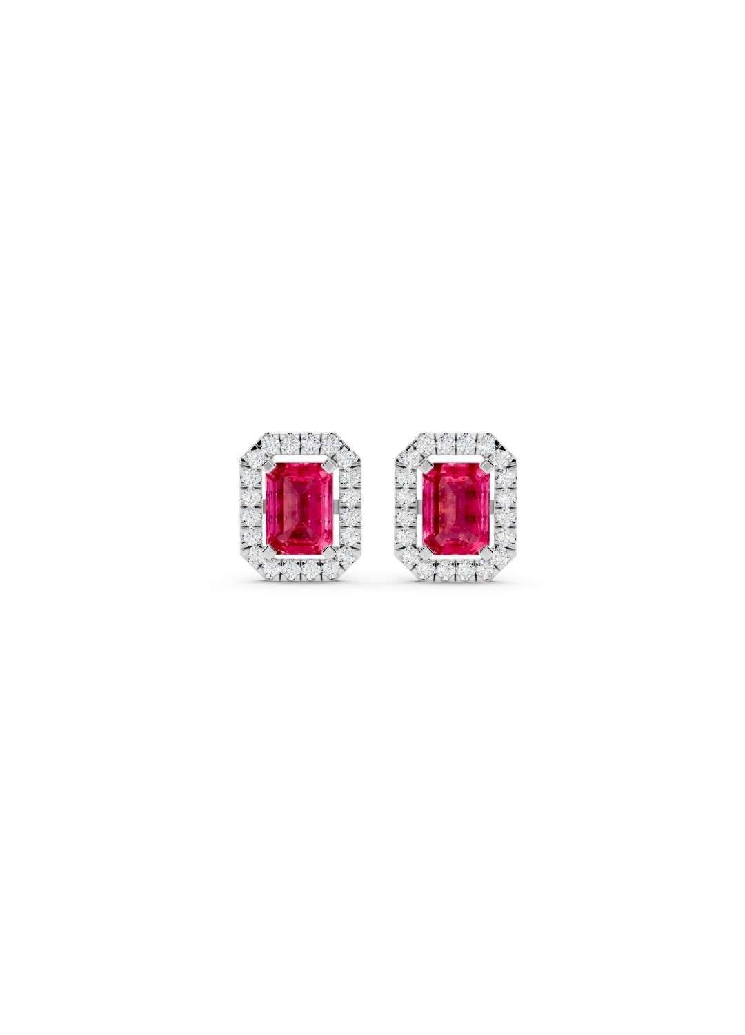 Pink Sapphire & Diamond Halo Studs Image 9
