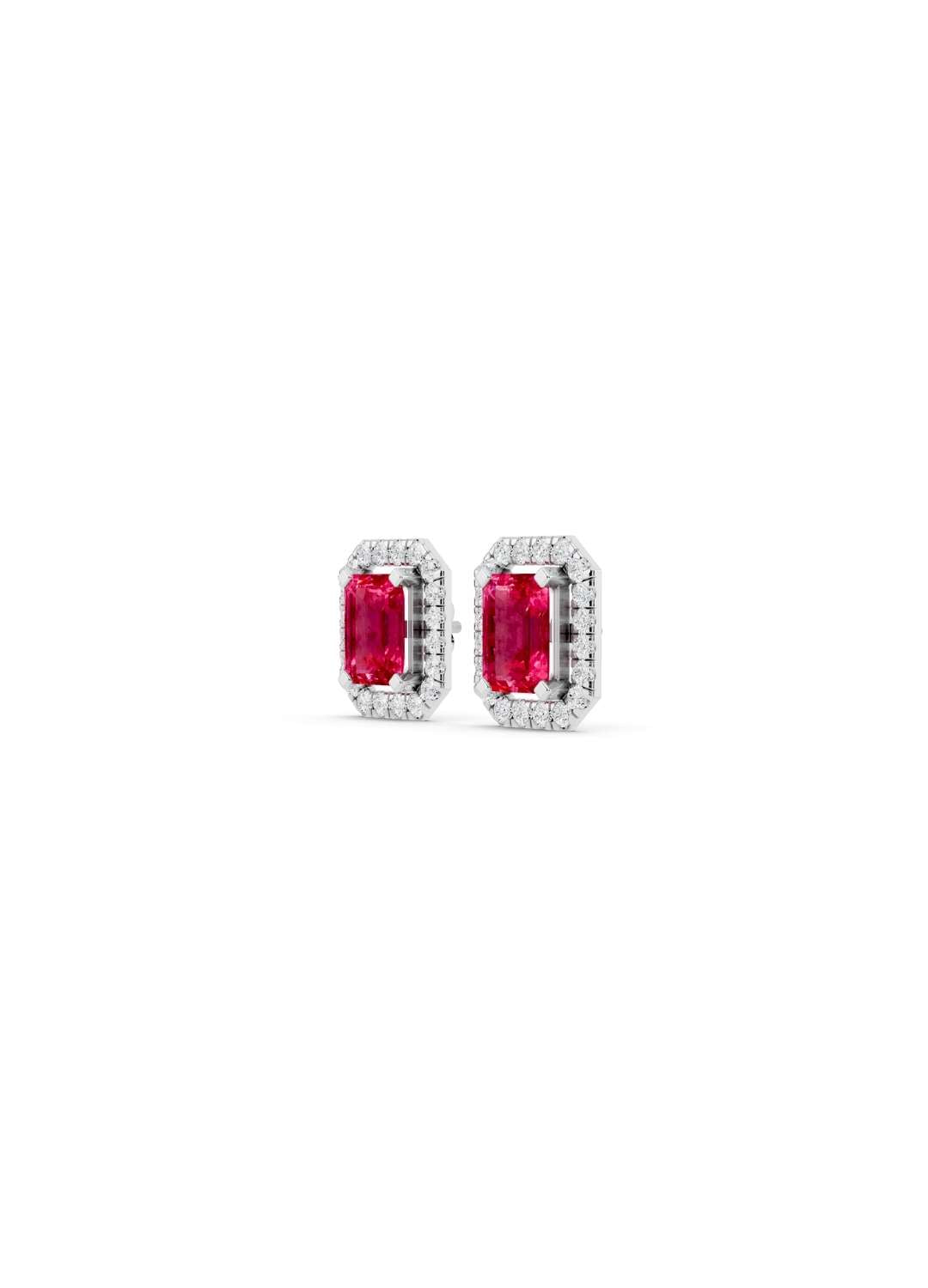 Pink Sapphire & Diamond Halo Studs Image 10