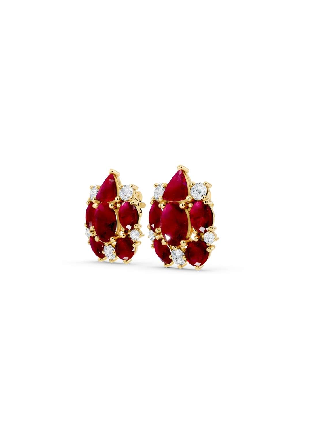 Ruby Cluster Stud Earrings Image 2