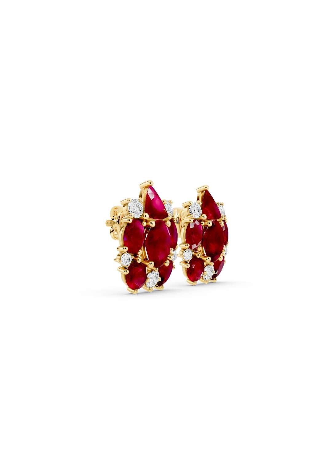 Ruby Cluster Stud Earrings Image 3