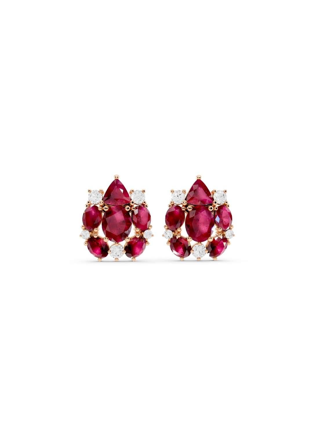 Ruby Cluster Stud Earrings Image 6