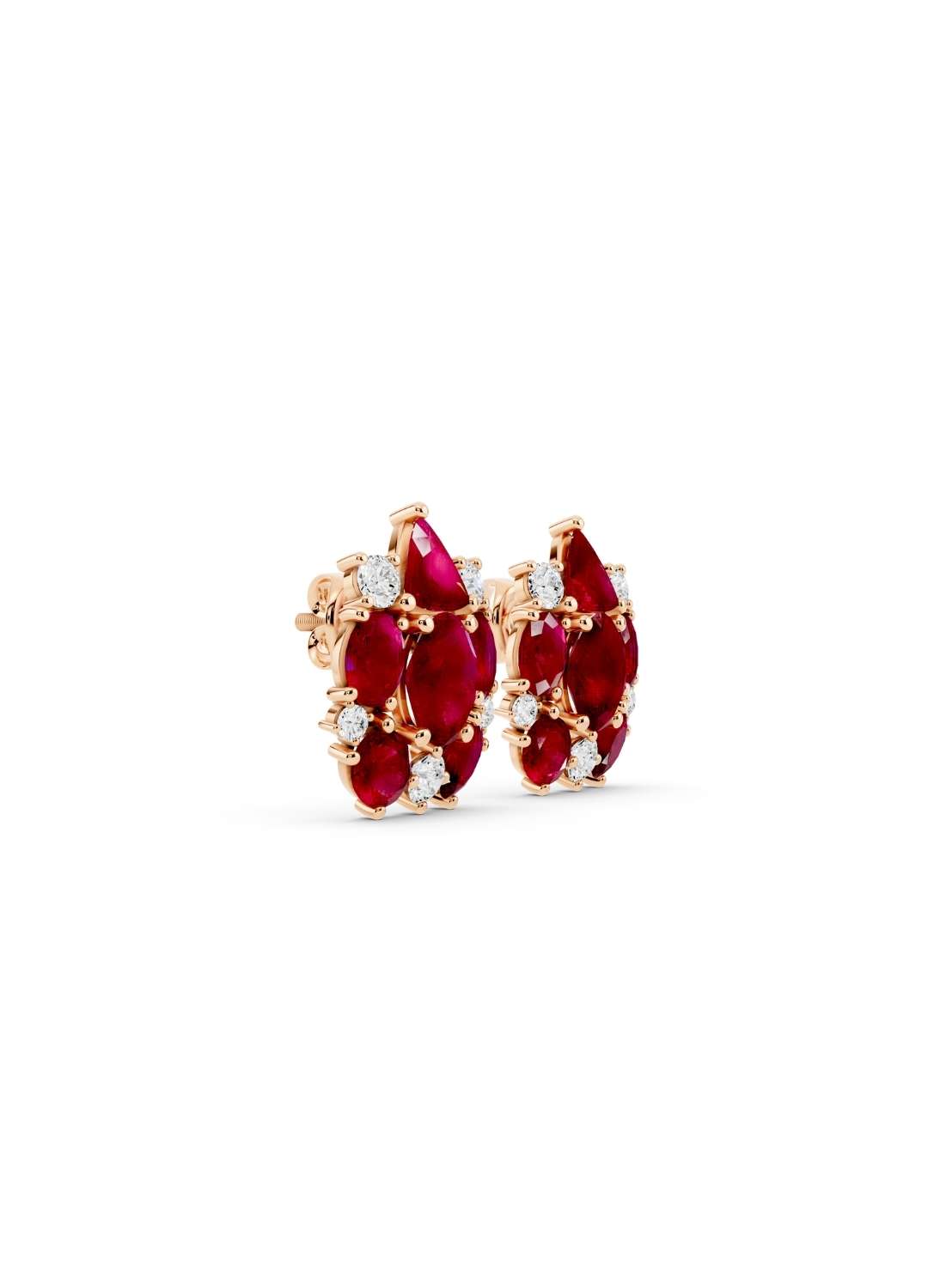 Ruby Cluster Stud Earrings Image 8