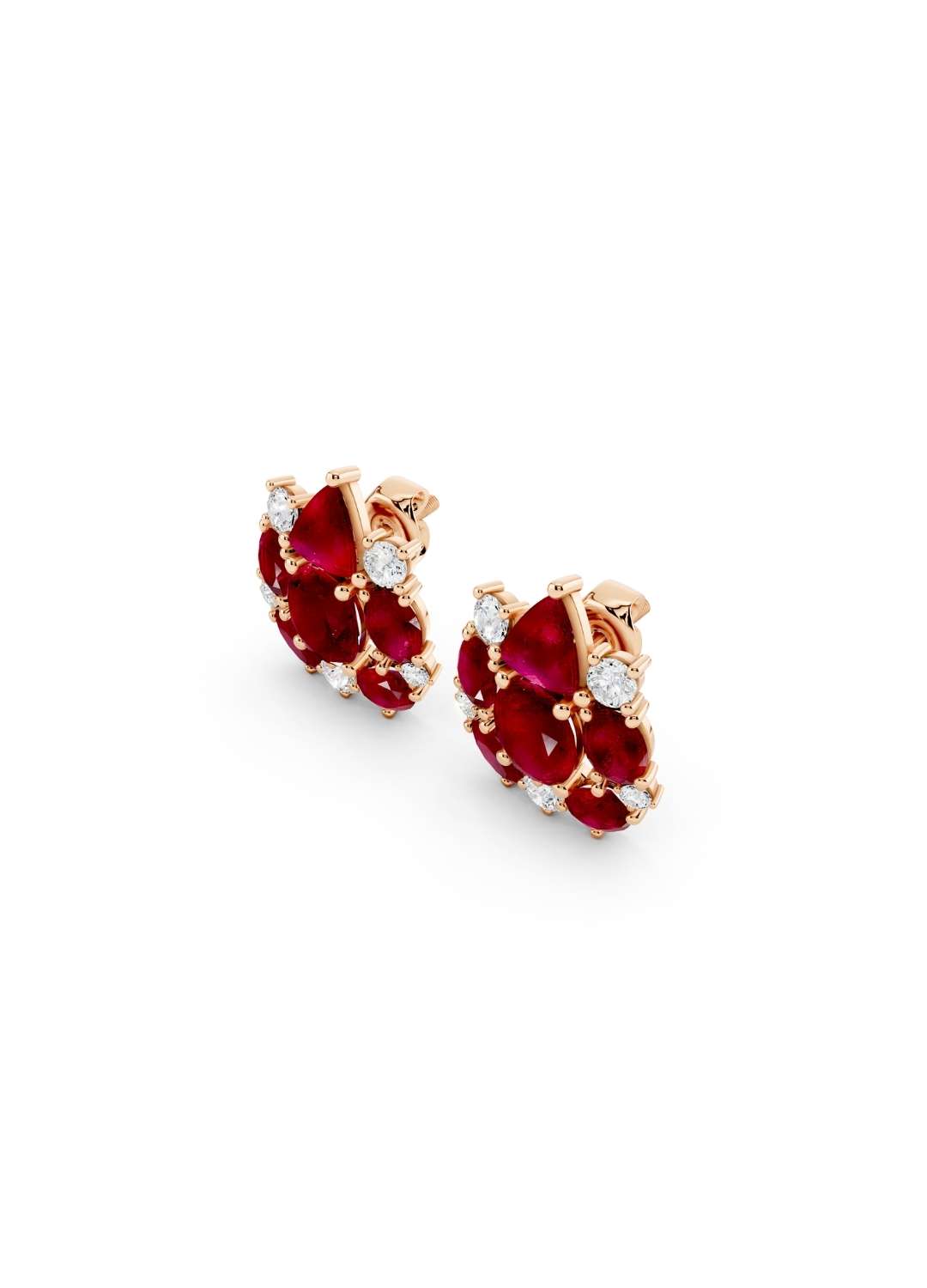 Ruby Cluster Stud Earrings Image 9