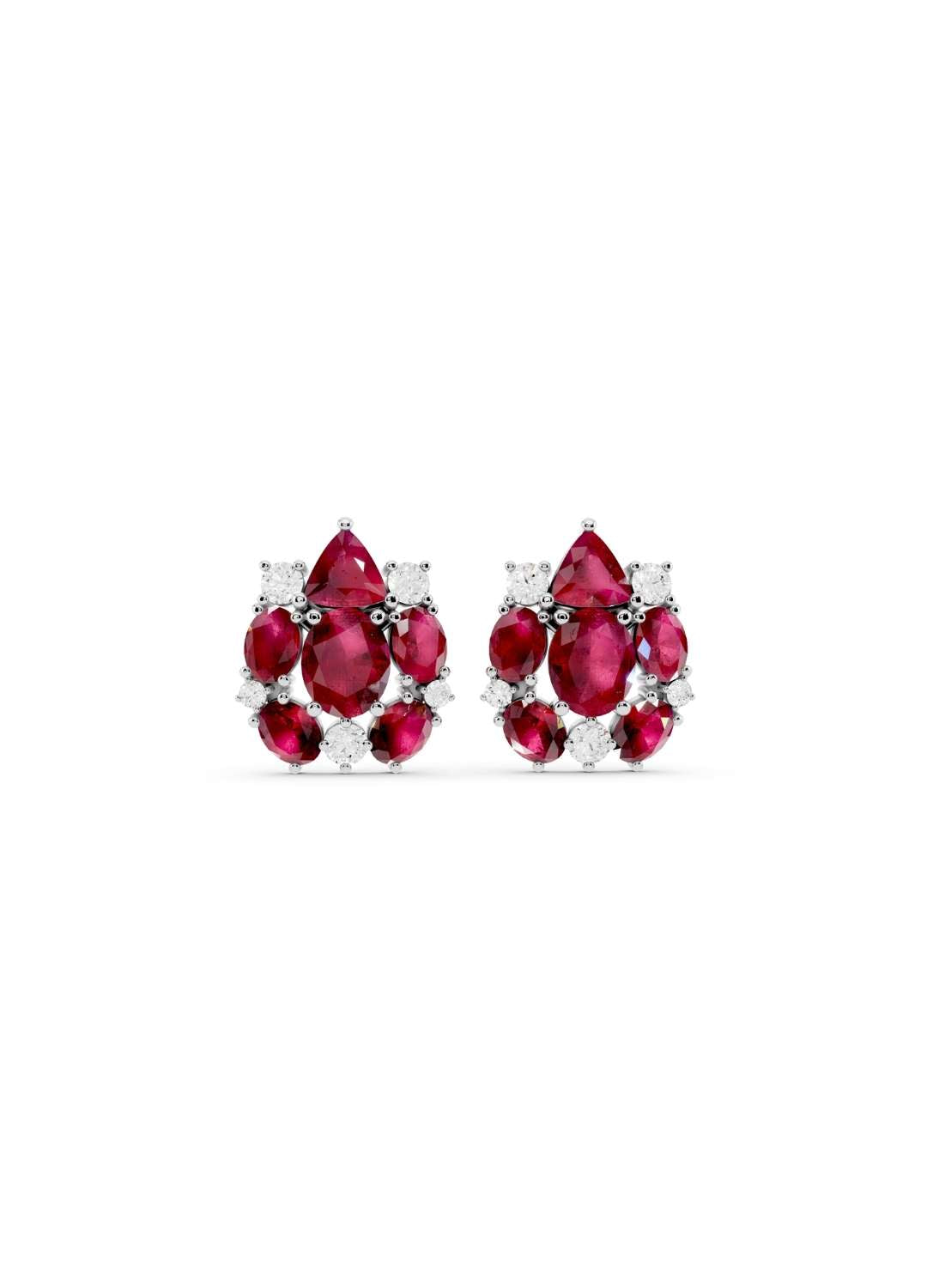 Ruby Cluster Stud Earrings Image 11