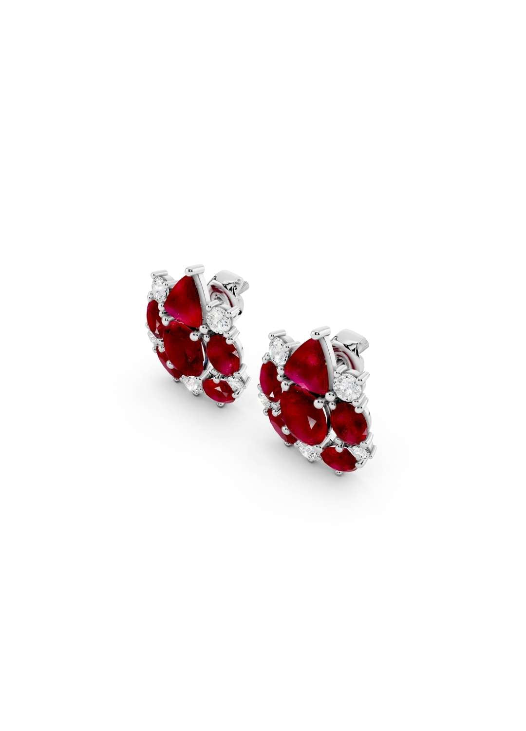 Ruby Cluster Stud Earrings Image 14