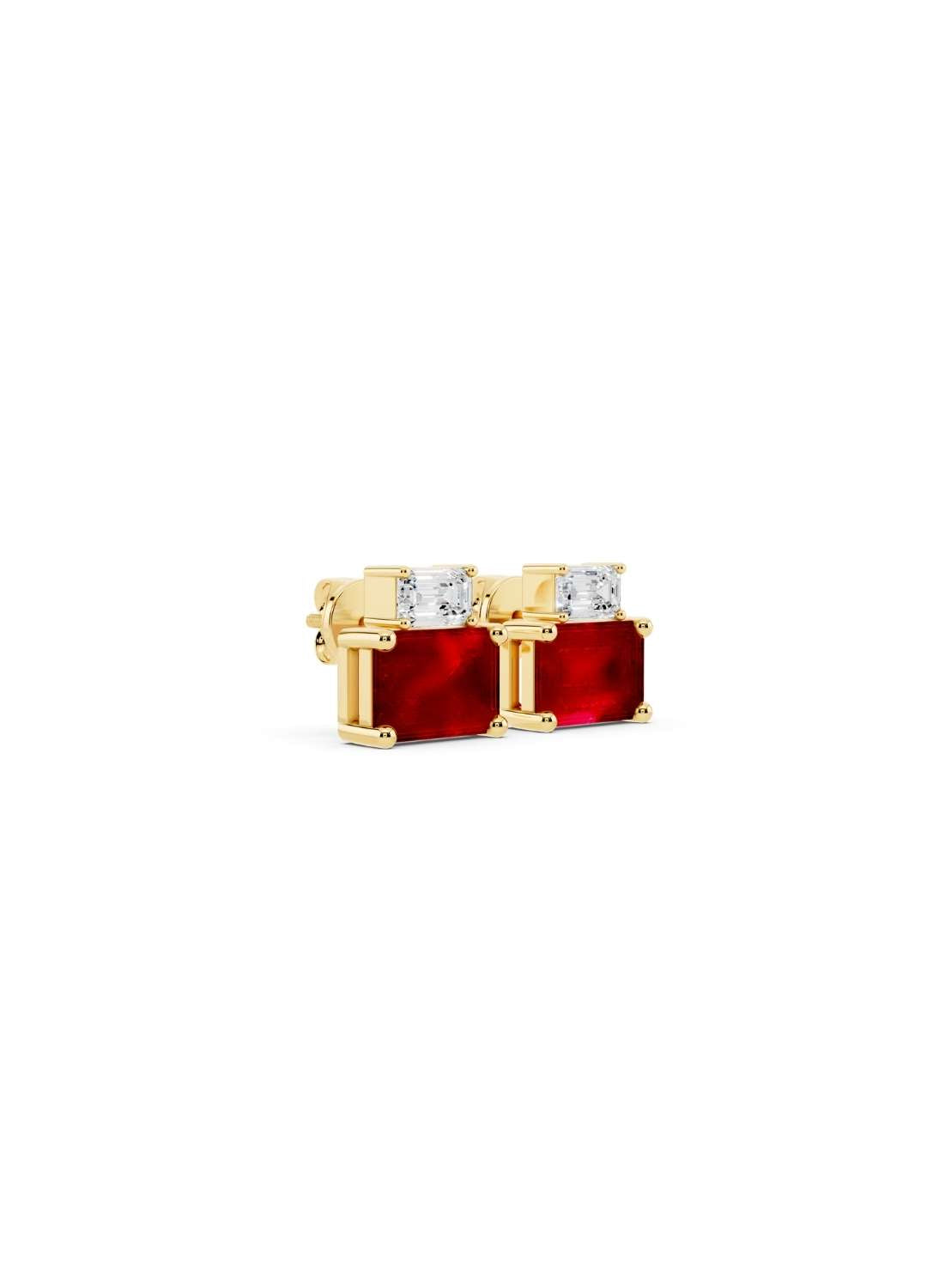 Ruby Cut Diamond and Ruby Stud Earrings Image 2