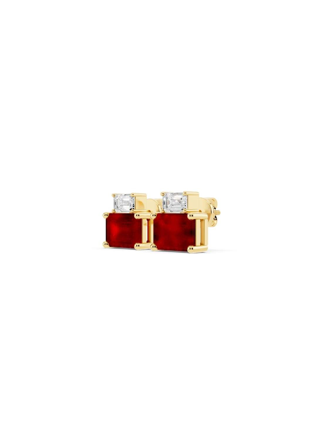 Ruby Cut Diamond and Ruby Stud Earrings Image 3