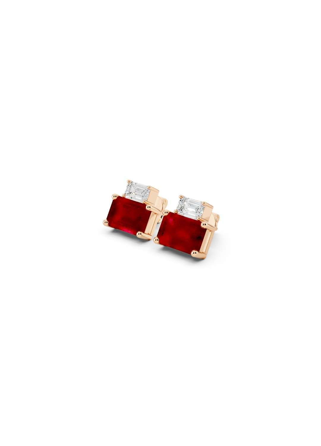 Ruby Cut Diamond and Ruby Stud Earrings Image 8