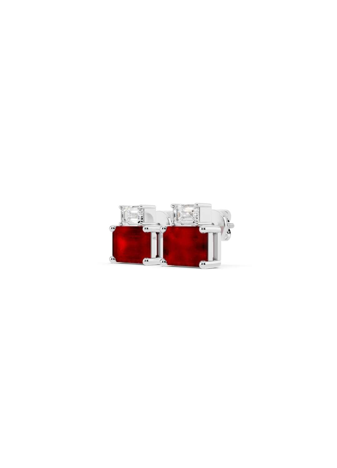 Ruby Cut Diamond and Ruby Stud Earrings Image 10