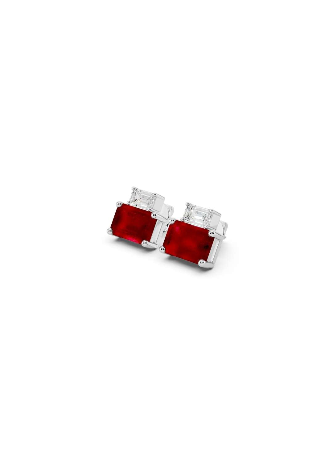 Ruby Cut Diamond and Ruby Stud Earrings Image 12