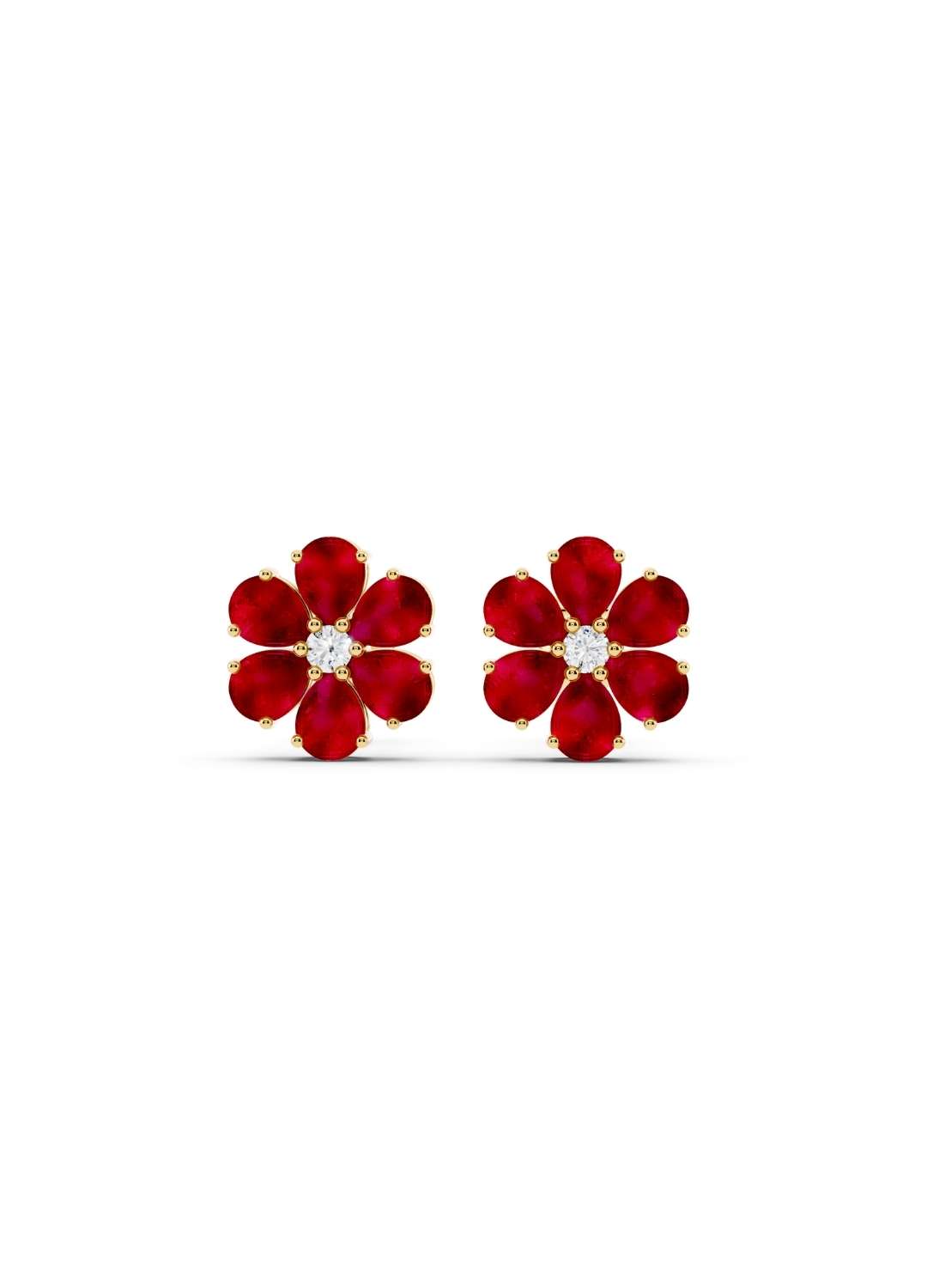 Ruby Floral Stud Earrings Image 1
