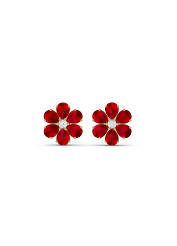 Ruby Floral Stud Earrings Image 1