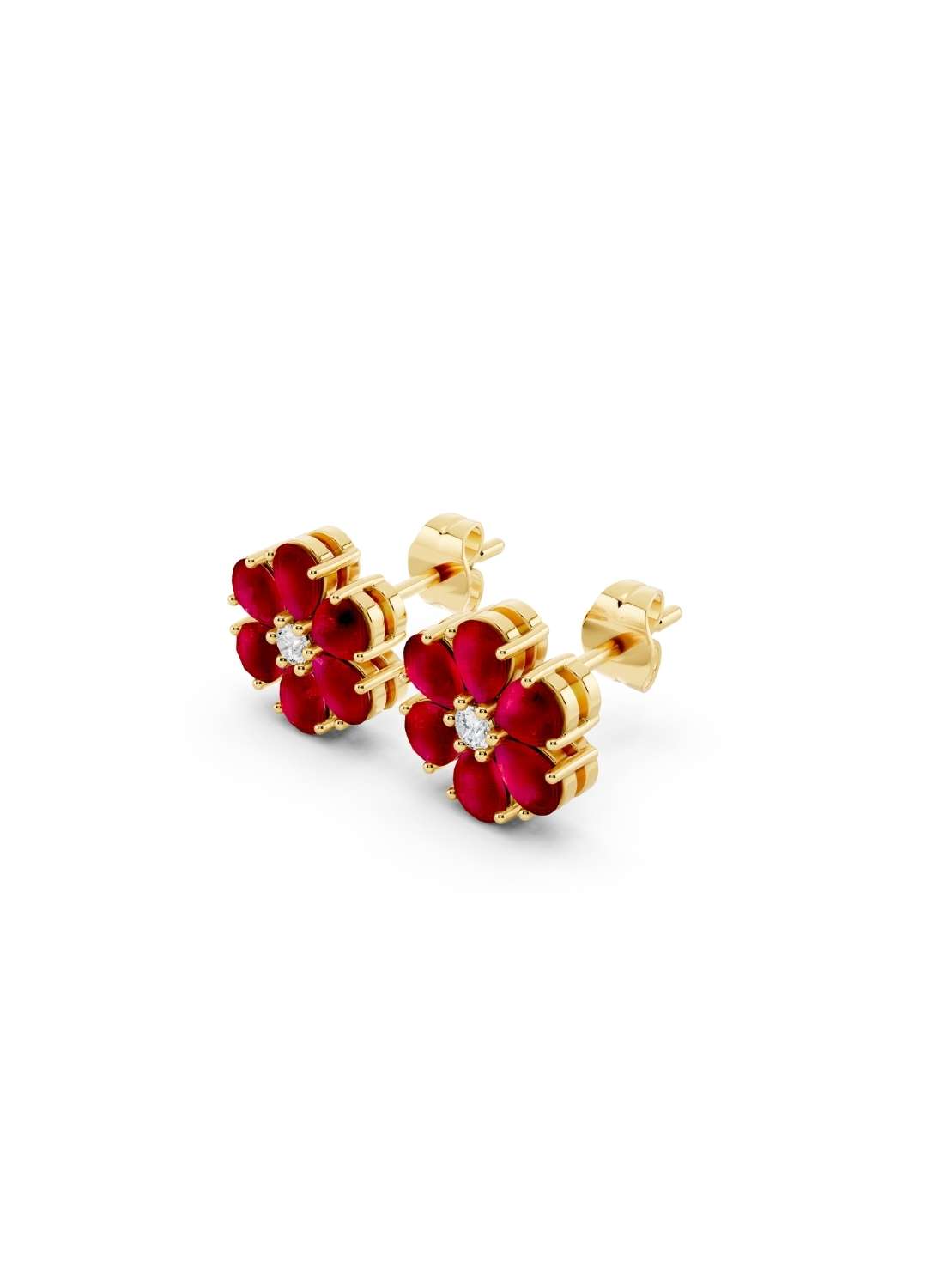 Ruby Floral Stud Earrings Image 3