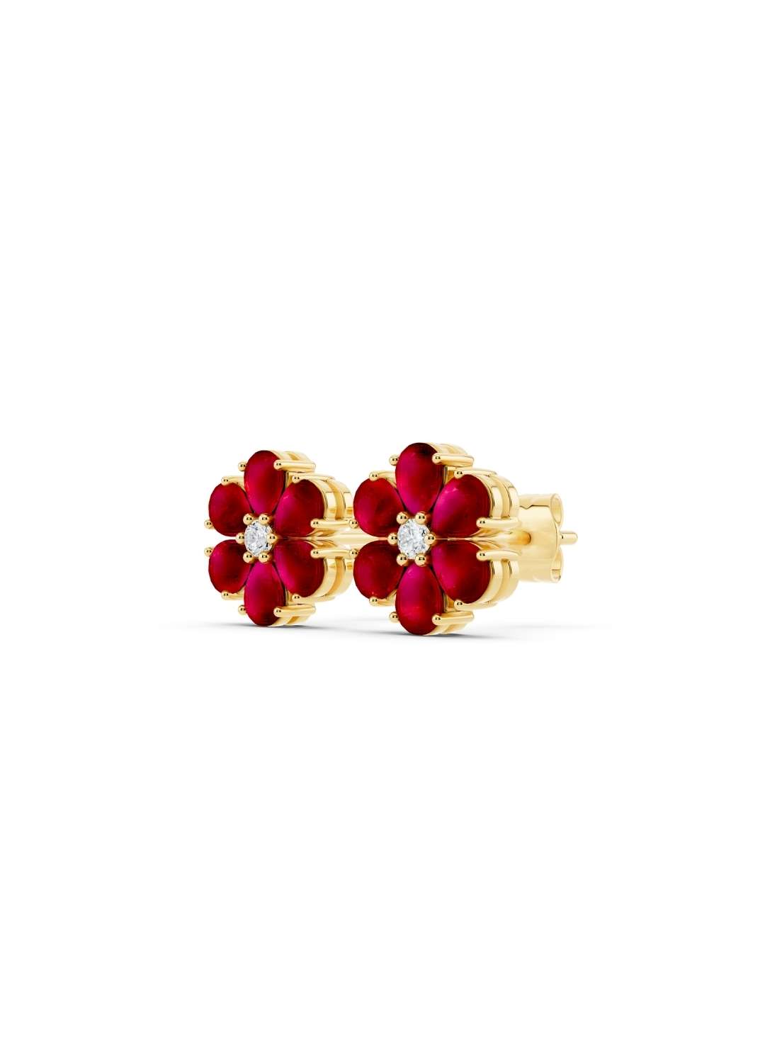 Ruby Floral Stud Earrings Image 4
