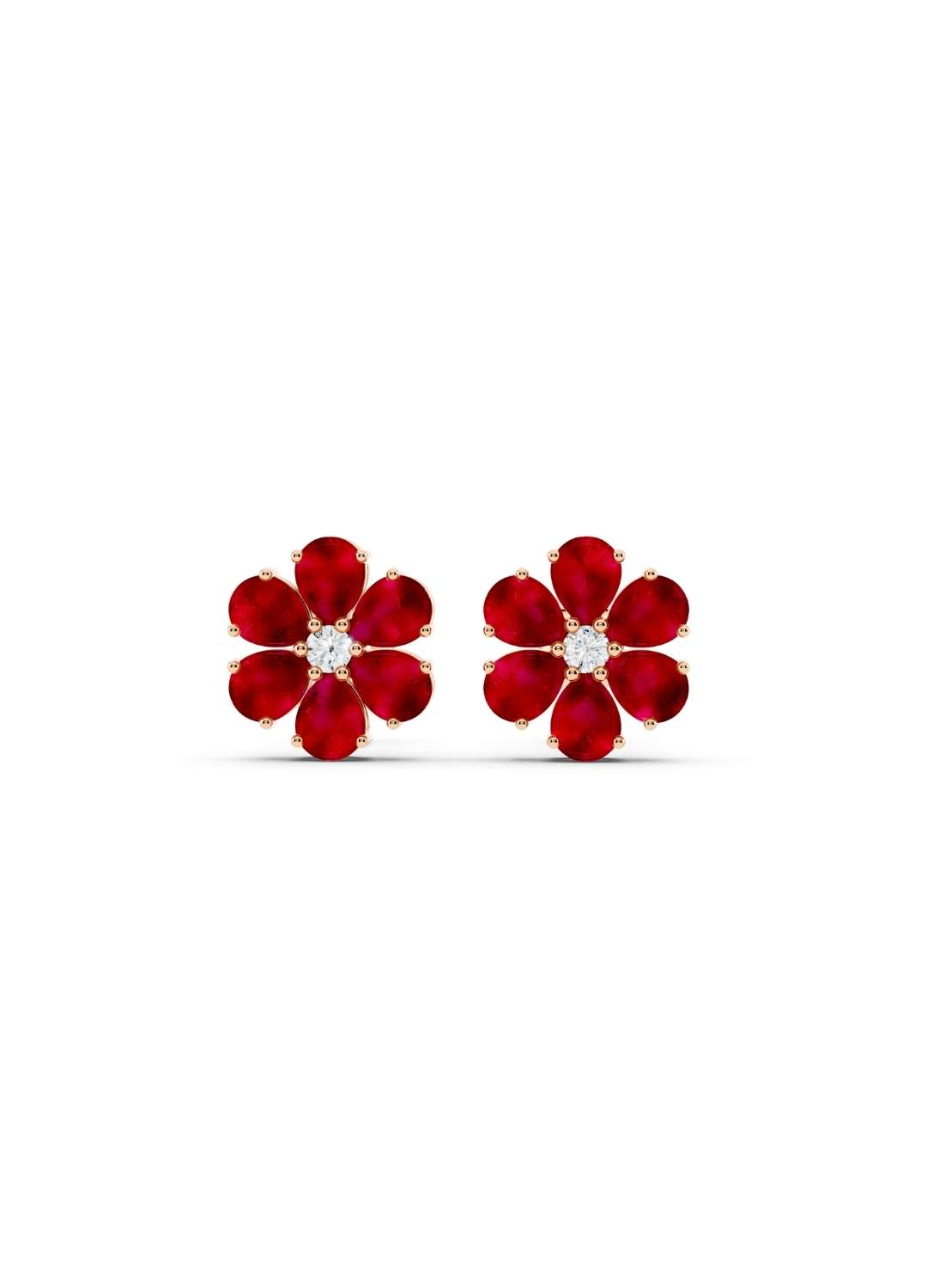 Ruby Floral Stud Earrings Image 6