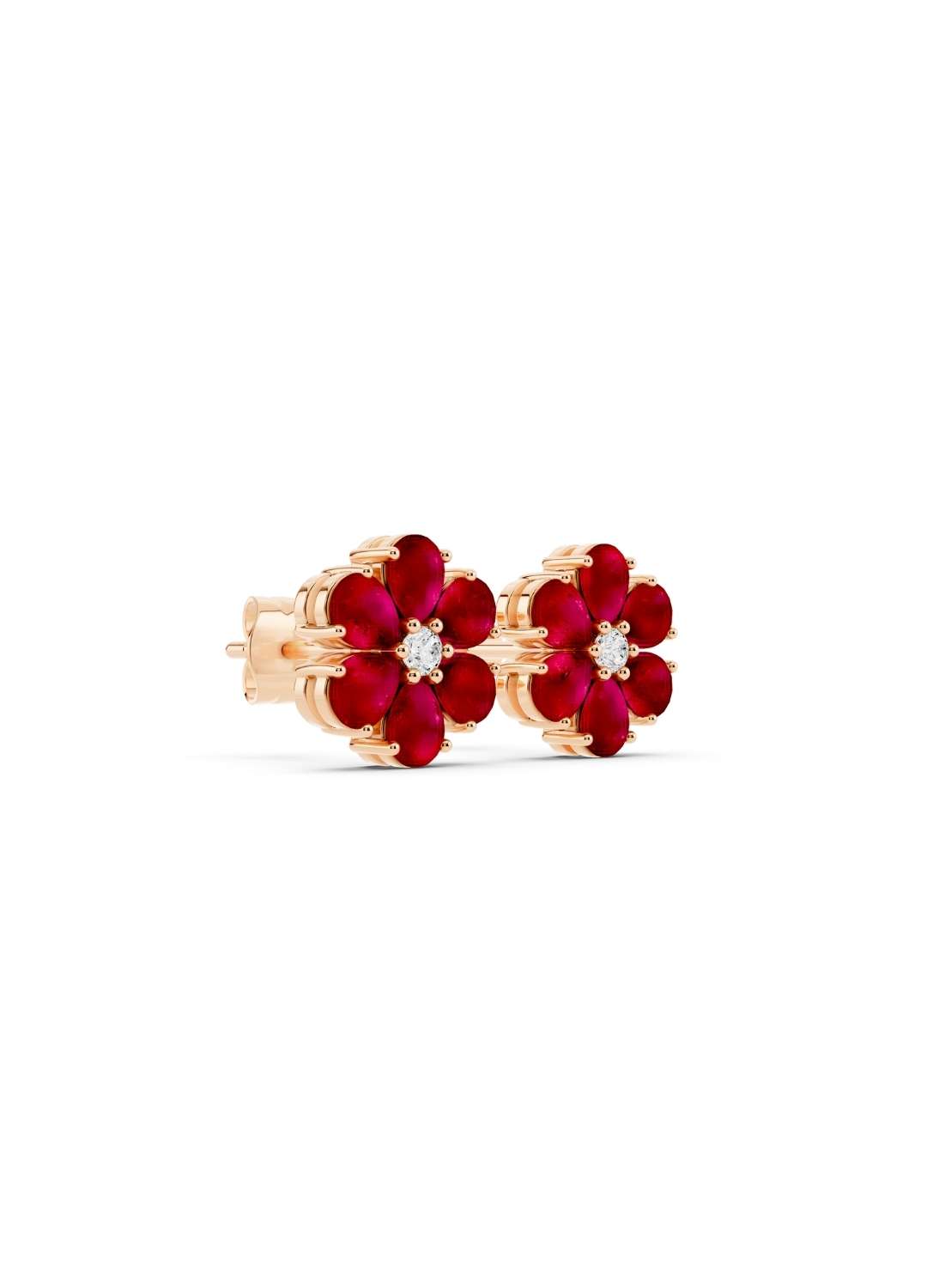 Ruby Floral Stud Earrings Image 7