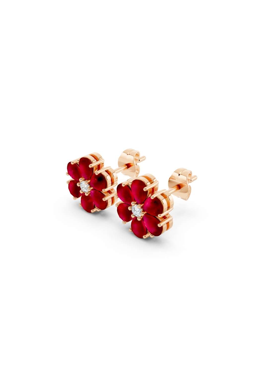 Ruby Floral Stud Earrings Image 8
