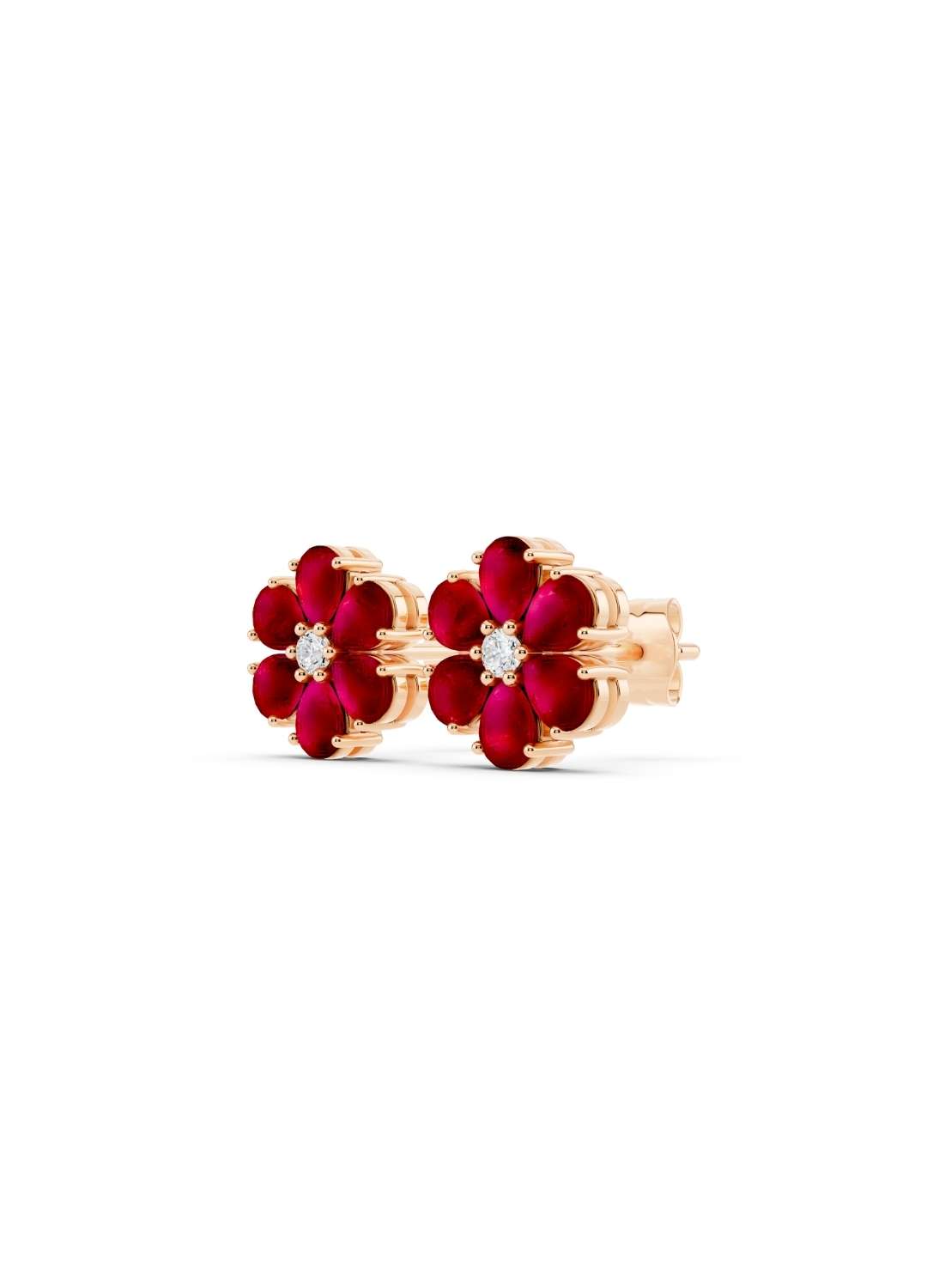 Ruby Floral Stud Earrings Image 9