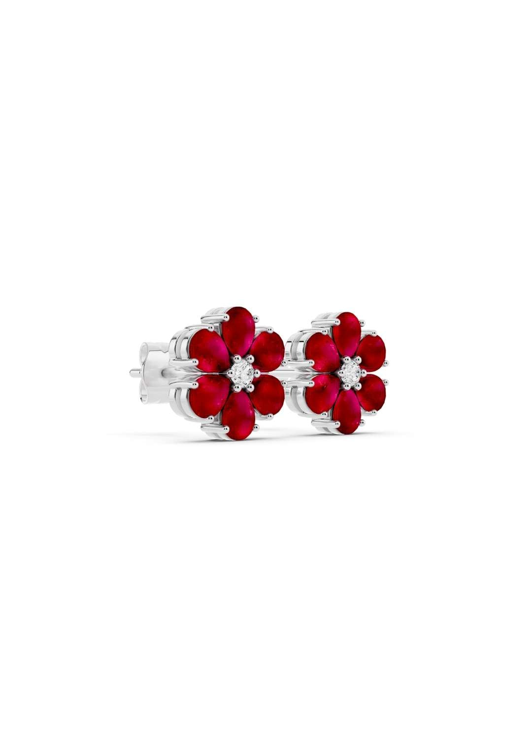 Ruby Floral Stud Earrings Image 12