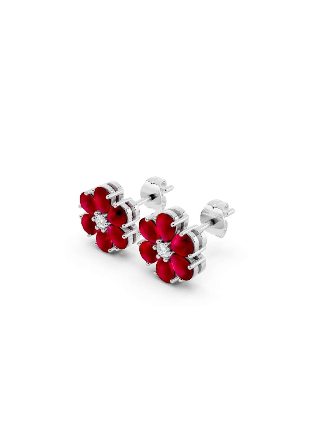 Ruby Floral Stud Earrings Image 13