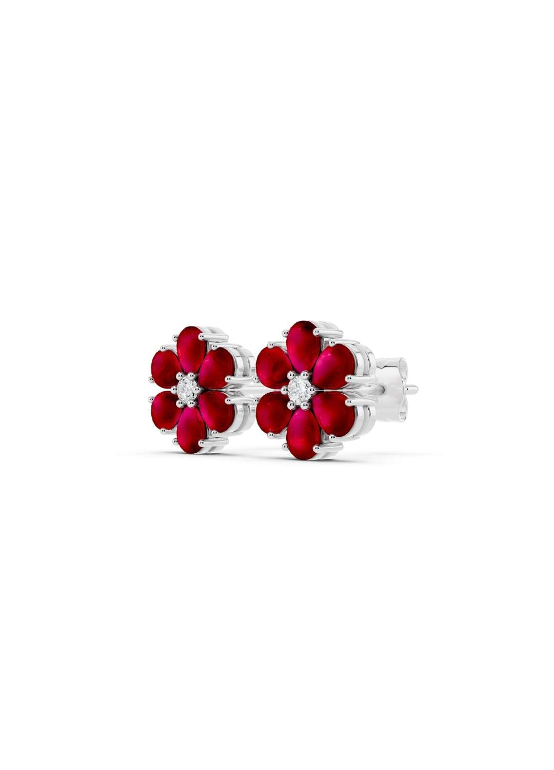 Ruby Floral Stud Earrings Image 14