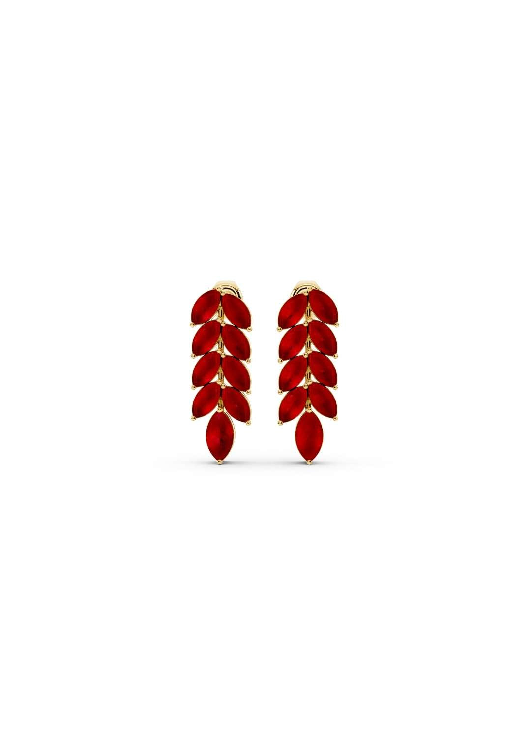 Ruby Leaf Drop Earrings