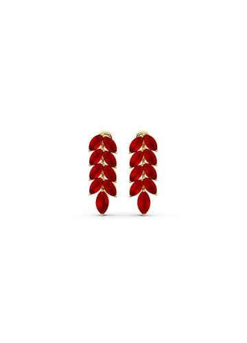 Ruby Leaf Drop Earrings