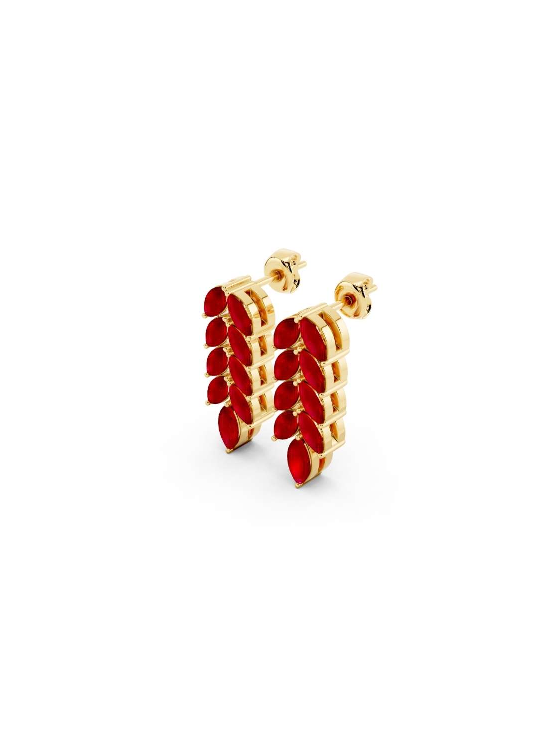 Ruby Leaf Drop Earrings