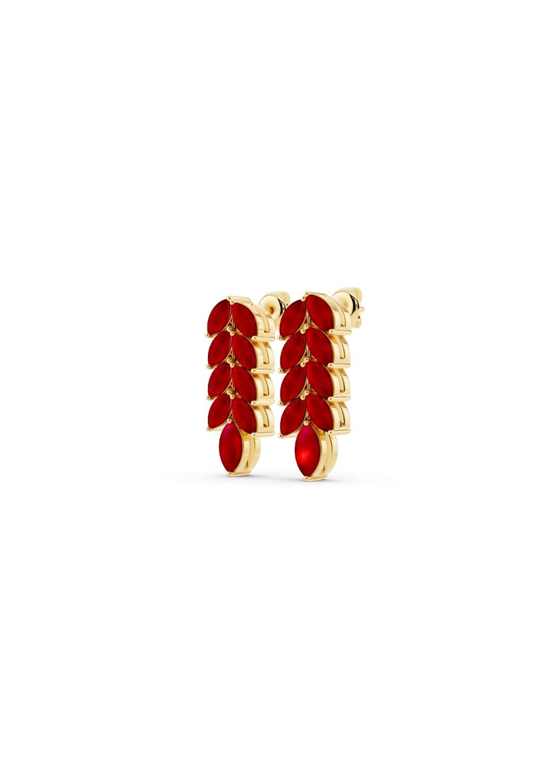 Ruby Leaf Drop Earrings