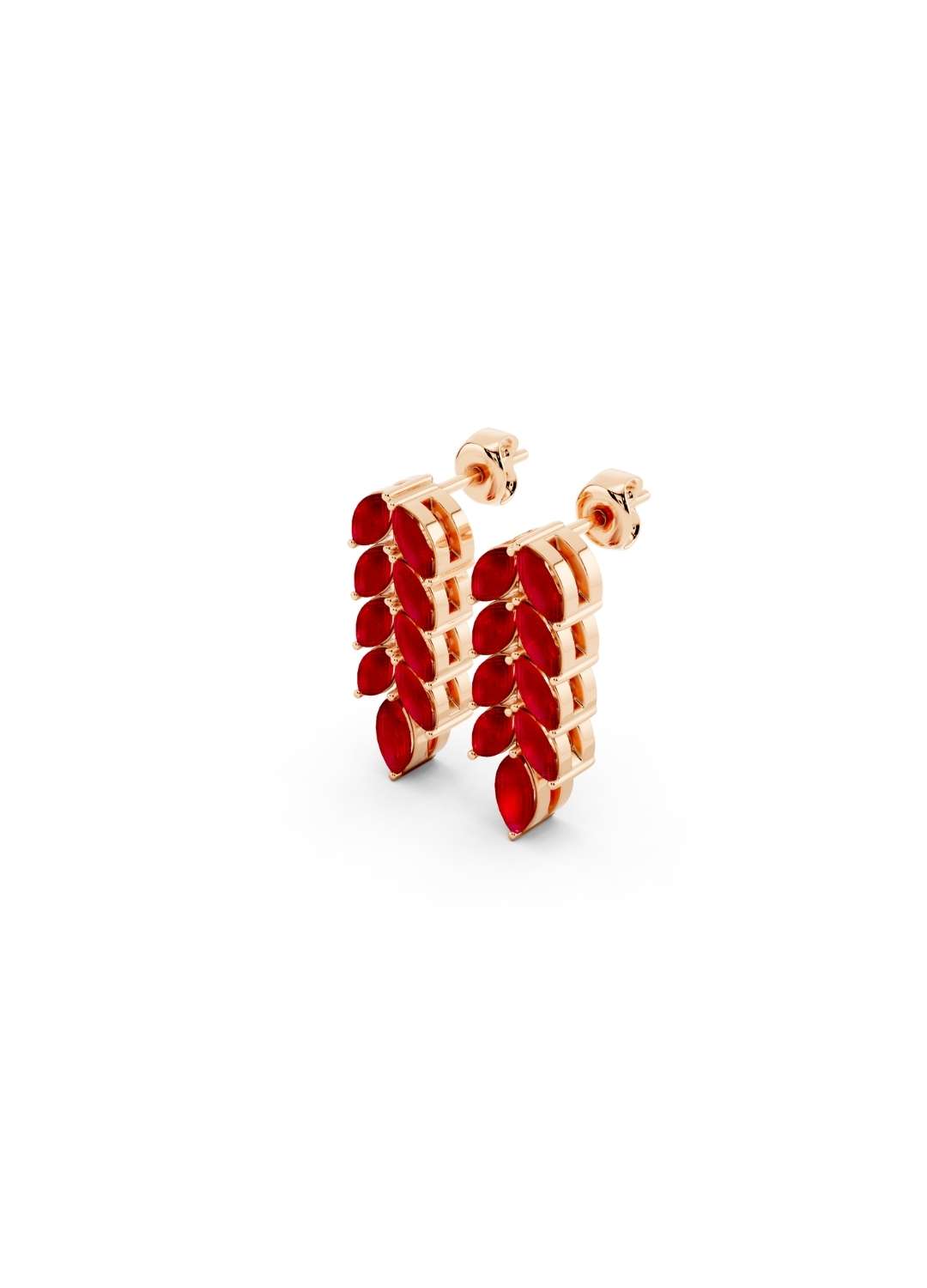 Ruby Leaf Drop Earrings