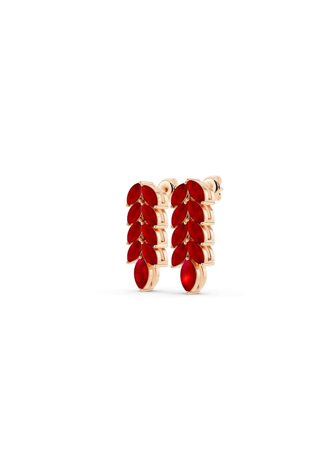 Ruby Leaf Drop Earrings