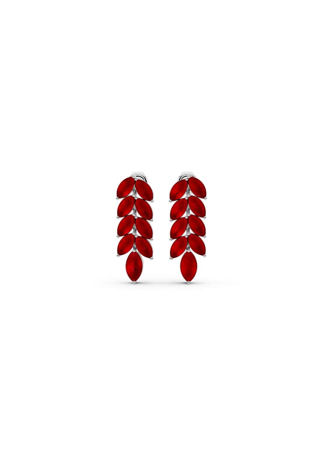 Ruby Leaf Drop Earrings