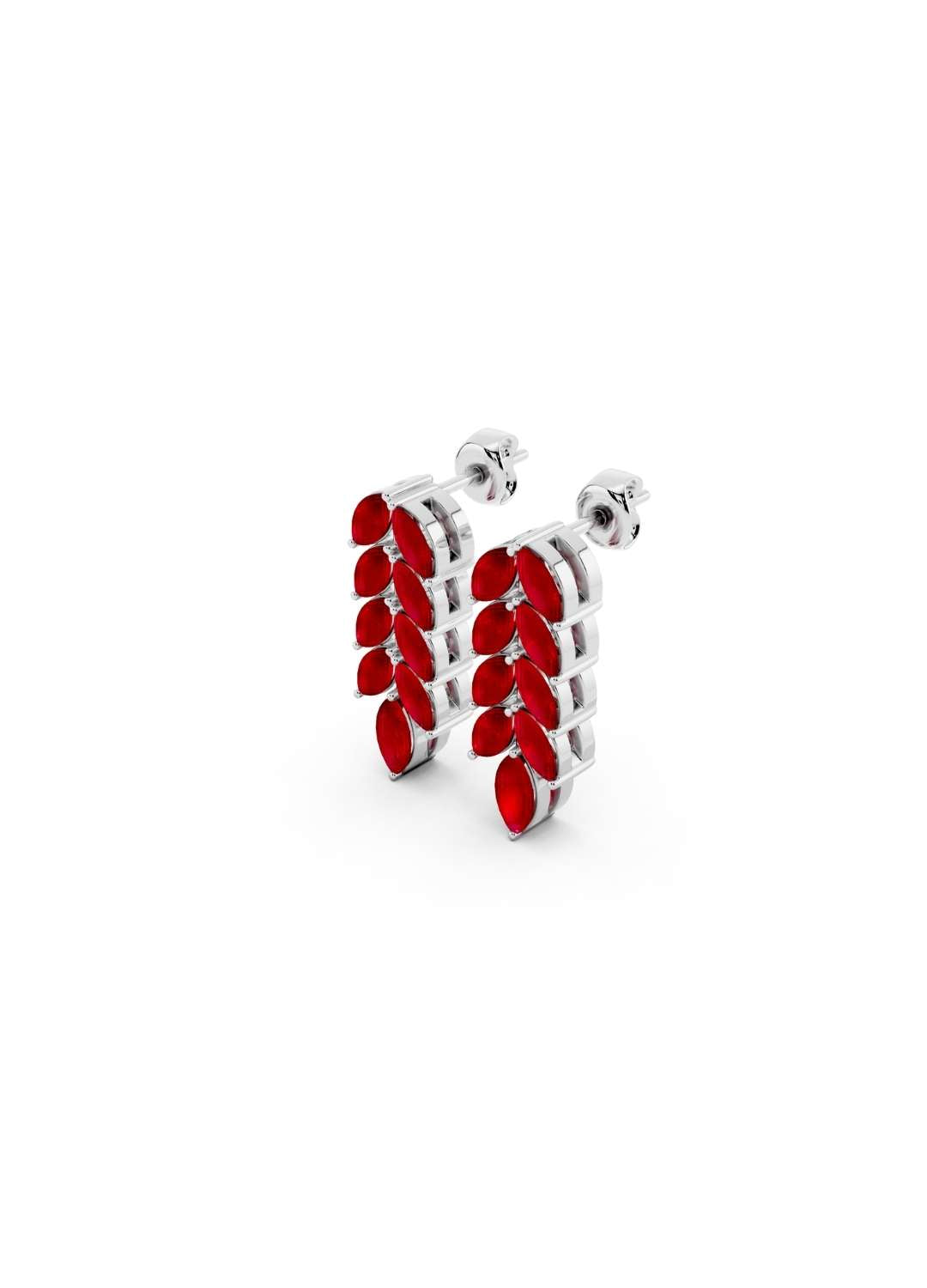 Ruby Leaf Drop Earrings