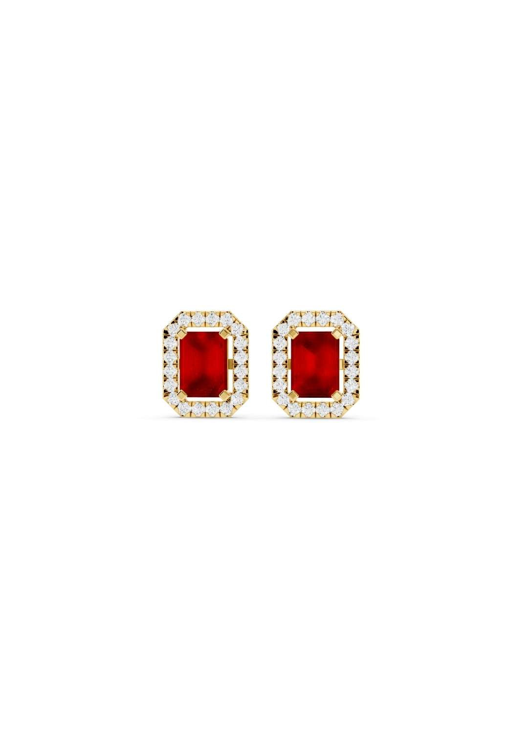 Ruby Sapphire & Diamond Halo Studs  Image 1