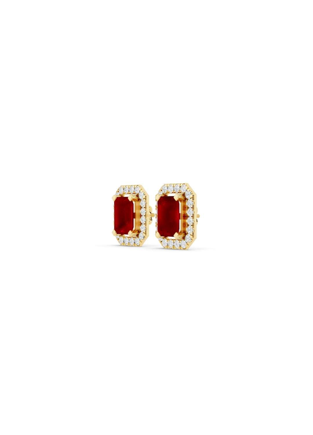 Ruby Sapphire & Diamond Halo Studs  Image 2