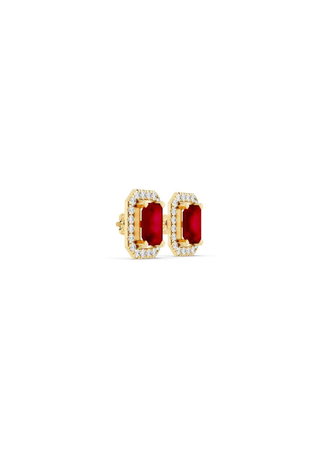 Ruby Sapphire & Diamond Halo Studs  Image 3