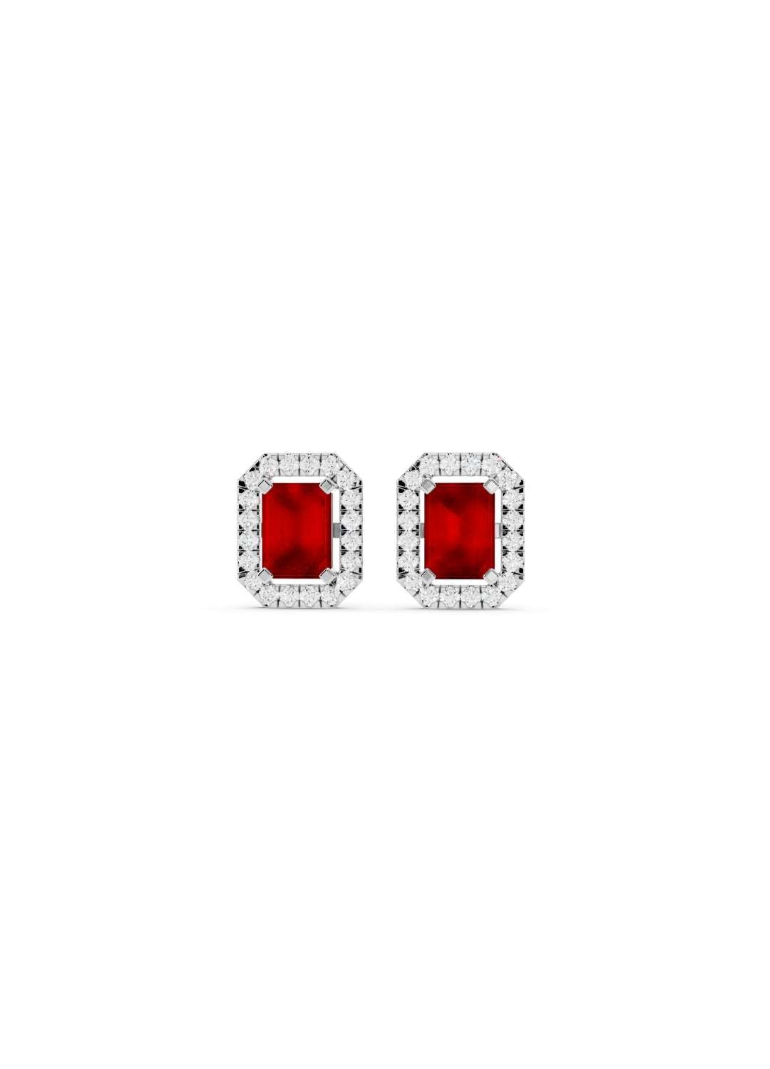 Ruby Sapphire & Diamond Halo Studs  Image 9
