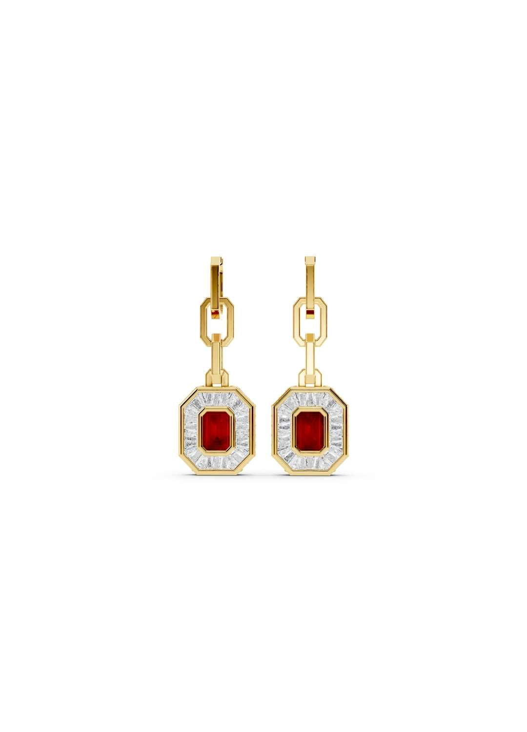 Ruby & Diamond Baguette Drop Earrings  Image 1