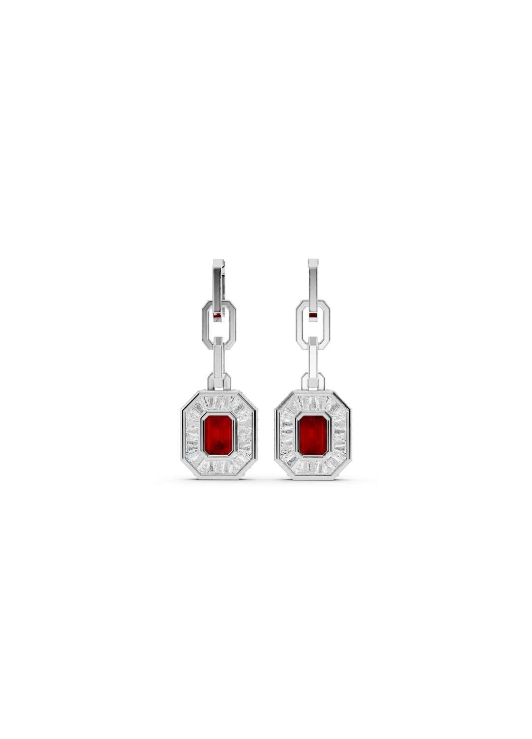 Ruby & Diamond Baguette Drop Earrings  Image 11