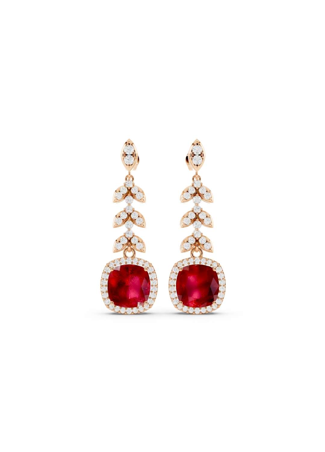 Ruby & Diamond Cascade Earrings Image 5