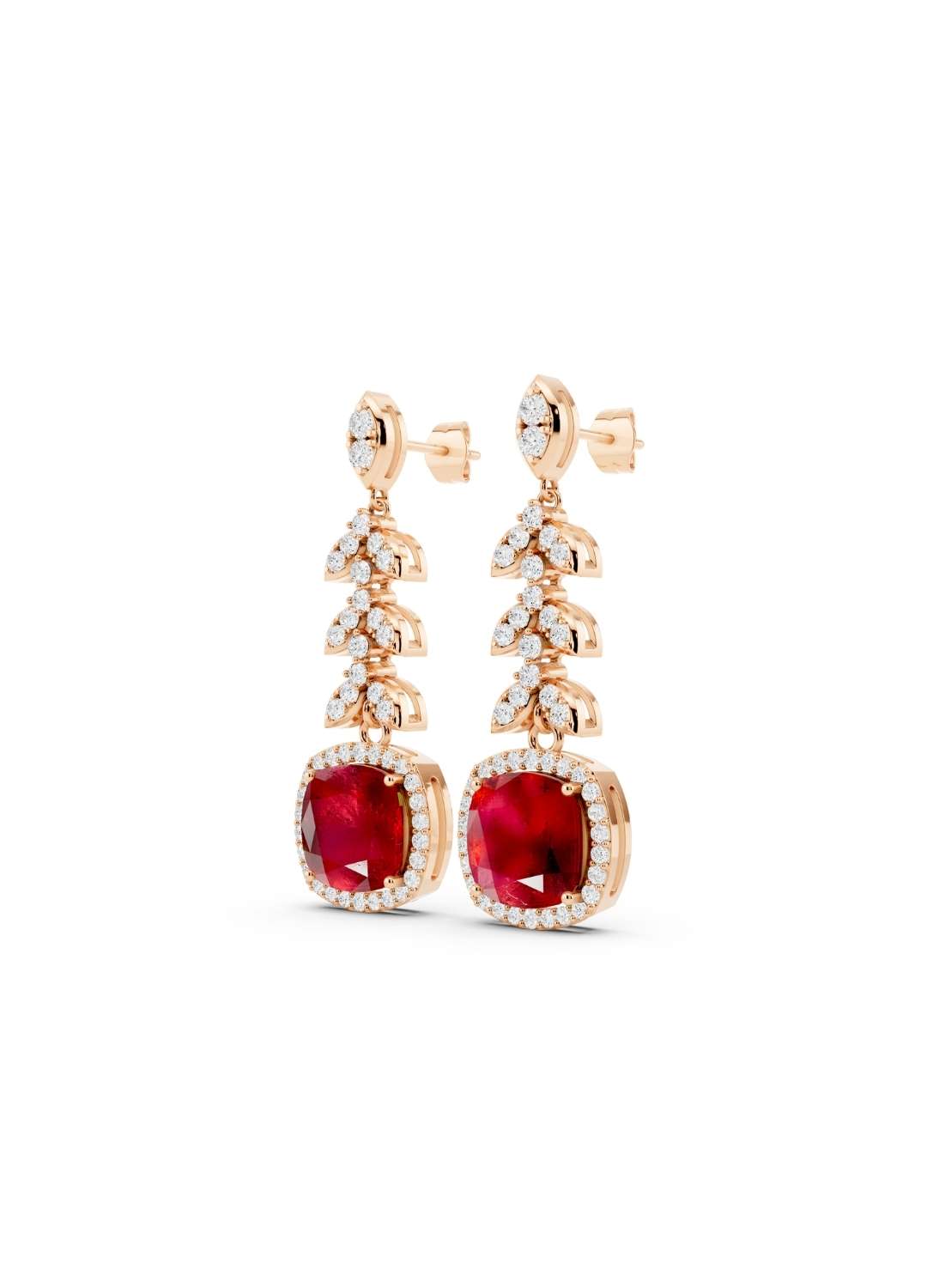 Ruby & Diamond Cascade Earrings Image 7